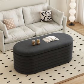 Storage Chenille Ottoman Bench Upholstered Fabric Storage Bench End of Bed Stool (40-inch, BLACK) - as Pic