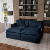 Deep Seat Sectional Cloud Sofa with 2 Ottomans & Soft Pillows, Loveseat Modular Couch for Living Room, Apartment,DIY Combination,Blue - as Pic