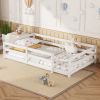 Twin Size Floor Bed, Montessori Floor Bed with Fence, Kids Montessori Bed Twin Size, Wood Montessori Floor Bed for Kids, Girls, Boys(WHITE) - as Pic