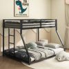Adam Sturdy Twin over Full Bunk Bed Metal Black for Kids and Adult, Low Profile Twin over Full Bunk Bed with Ladder and Guardrails