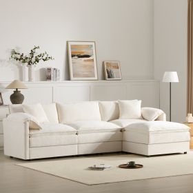 103.5" Chenille Modular Sectional Sofa with Deep and Wide Seat,L Shaped Cloud Couch Set with Double Cushions,4 Seat Sofa with Movable Ottoman