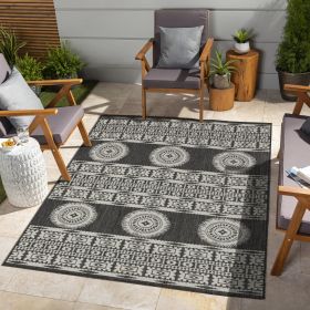 Sunshine GC_HAR2023 Anthracite 7 ft. 10 in. x 10 ft. 3 in. Indoor/Outdoor Area Rug - as Pic