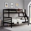 Twin over Full Bunk Bed with Ladder,Wooden Bunk Bed with High Guardrail and Ladder- Espresso - Wood