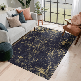 LOOM & LUXE 5x8 Area Rug for Bedroom - Area Rugs for living room, bedroom, kitchen Wedding Gift, (Black/Gold, 5'x8') - as Pic