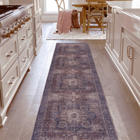 LOOM & LUXE 2'6''x10' Runner - Area Rugs for living room, bedroom, kitchen rug (Burgundy/Blue, 2'6''x10') - as Pic