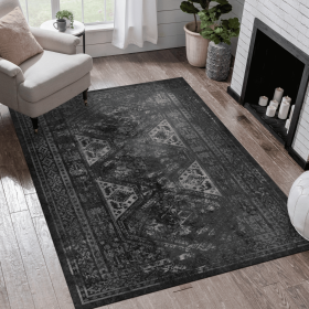 LOOM & LUXE Area Rugs 8x10 for Living Room - Area Rugs for living room, bedroom, kitchen (Black/Gray, 8' x 10') - as Pic
