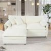 Deep Seat Sectional Sofa Cloud Couch with Ottoman, Modern Chenille Comfy Love Seat Upholstered Modular L Shaped Couch,White - as Pic
