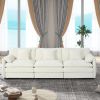 Oversized Deep Seat Sectional Sofa, Green Modern Chenille Cloud Couch, Large 3 Seater Modular Sofa with 3 Pillows,White - as Pic