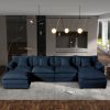 Modular Sectional Sofa, Oversized Deep Seat U Shaped Couch Set for Living Room, 4-Seater Comfy Cloud Couches with Two Movable Ottomans, Blue