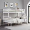 Twin over Full Bunk Bed with Ladder,Wooden Bunk Bed with High Guardrail and Ladder- White - Wood