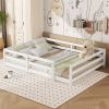 Full Size Floor Bed, Montessori Floor Bed with Fence, Kids Montessori Bed Full Size, Wood Montessori Floor Bed for Kids, Girls, Boys (WHITE) - as Pic