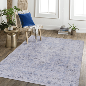 LOOM & LUXE 5x8 Area Rug - Area Rugs for living room, bedroom, kitchen (Blue/Cream, 5' x 8') - as Pic