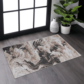 LOOM & LUXE Collection 2X3 L.Brown /Abstract Non-Shedding Living Room Bedroom Dining Home Office Stylish and Stain Resistant Area Rug - as Pic