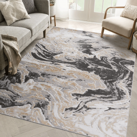 LOOM & LUXE Collection 8X10 Grey /Abstract Non-Shedding Living Room Bedroom Dining Home Office Stylish and Stain Resistant Area Rug - as Pic