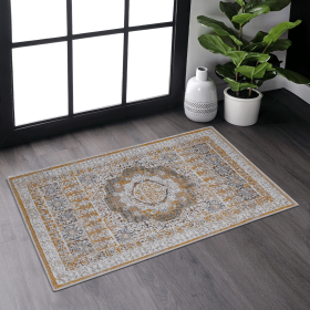 LOOM & LUXE Collection 2X3 Cream/Ivory /Medallion Non-Shedding Living Room Bedroom Dining Home Office Stylish and Stain Resistant Area Rug - as Pic