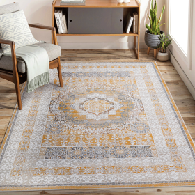 LOOM & LUXE Collection 5X7 Cream/Ivory /Medallion Non-Shedding Living Room Bedroom Dining Home Office Stylish and Stain Resistant Area Rug - as Pic