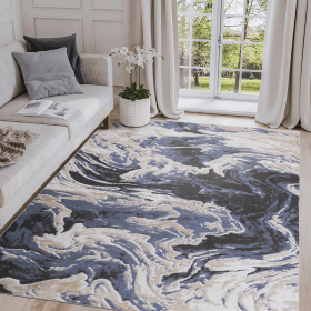LOOM & LUXE Collection 8X10 L.Blue /Abstract Non-Shedding Living Room Bedroom Dining Home Office Stylish and Stain Resistant Area Rug - as Pic
