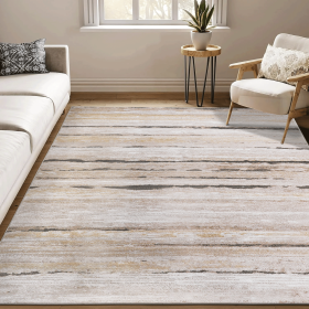 LOOM & LUXE Collection 5X7 Brown /Striped Non-Shedding Living Room Bedroom Dining Home Office Stylish and Stain Resistant Area Rug - as Pic