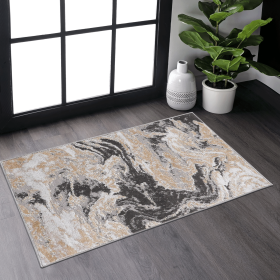 LOOM & LUXE Collection 2X3 Grey /Abstract Non-Shedding Living Room Bedroom Dining Home Office Stylish and Stain Resistant Area Rug - as Pic