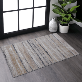 LOOM & LUXE Collection 2X3 Ivory/Blue /Striped Non-Shedding Living Room Bedroom Dining Home Office Stylish and Stain Resistant Area Rug - as Pic