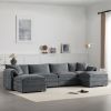 136" Chenille Modular Sectional Sofa with Deep and Wide Seat,U Shaped Cloud Couch Set with Double Cushions,6 Seat Sofa with Movable Ottomans,3 Colors