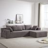 Modern Chenille Upholstered Sectional Sofa Couch Set,Modular 108" L Shaped Sectional Living Room Sofa Set With 6 Pillows(Right Chaise)