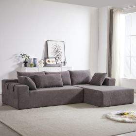 Modern Chenille Upholstered Sectional Sofa Couch Set,Modular 108" L Shaped Sectional Living Room Sofa Set With 6 Pillows(Right Chaise)