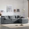 103.5" Chenille Modular Sectional Sofa with Deep and Wide Seat,L Shaped Cloud Couch Set with Double Cushions, 3 Colors - as Pic