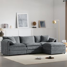 103.5" Chenille Modular Sectional Sofa with Deep and Wide Seat,L Shaped Cloud Couch Set with Double Cushions, 3 Colors - as Pic