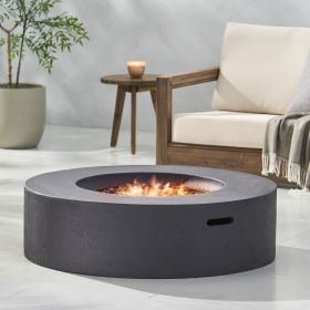 Lightweight Concrete Outdoor Circular Fire Pit, Dark Gray 50,000 BTU (Tank Cover not Included) - as Pic