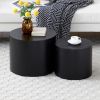 Round Coffee Table Set of 2, Nesting Coffee Tables for MDF with veneer .for living room,office,bedroom,Natural, 4Colors BLACK - Black - MDF