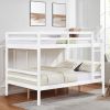 Full over Full Bunk Bed with Ladder,Wooden Bunk Bed with High Guardrail and Ladder- White - Wood