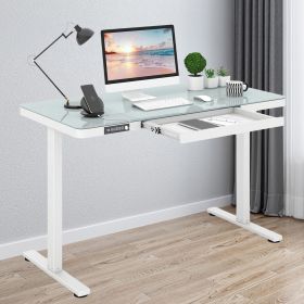 1PC 48-Inch Height Adjustable Electric Standing Desk with DrawerHome Office Desks - White