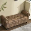Coolmore Storage Ottoman 55.12 Inches Upholstered Fabric Storage Ottoman Bench,Button Tufted Ottoman with Storage, 275lbs - as Pic