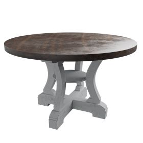 White Dining Room Wooden 1pc Round Dining Table Elegant Design Furniture - as Pic