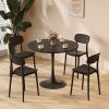 Black Round Table, Modern Dining Table, MDF Top and Steel Base Tulip Round Kitchen Table, 24 inch