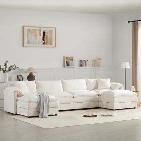 136" Chenille Modular Sectional Sofa with Deep and Wide Seat,U Shaped Cloud Couch Set with Double Cushions, 3 Colors