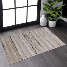 LOOM & LUXE Collection 2X3 Brown /Striped Non-Shedding Living Room Bedroom Dining Home Office Stylish and Stain Resistant Area Rug - as Pic