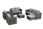 5 Piece Patio Furniture Set,Outdoor Wicker Rattan Sofa Conversation Set All Weather Patio Sectional Sofa Set, Backyard
