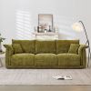 98.5" 3-seater Contemporary style linen sofa with 3 comfortable cushions with 2 pillows Suitable for living room bedroom and office,green