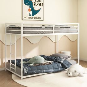 Same as B083P160613 Adam Sturdy Twin over Twin Bunk Bed Metal White for Kids and Adult, Low Profile and Easy Climbing with Stable Ladder - as Pic
