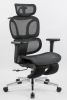 Full mesh office chair, ergonomic office chair, office mesh chair, adjustable headrest, armrests, foot pedals, with hanger- Black