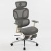 Full mesh office chair, ergonomic office chair, office mesh chair, adjustable headrest, armrests, foot pedals, with hanger- Gray