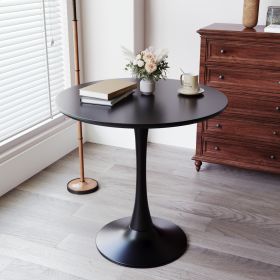 31.5" White Round Dining Table, Tulip Table Kitchen Dining Table 2-4 People with MDF Table Top & Pedestal Base- Black