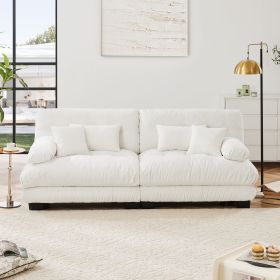 Cloud Couch 2 Seater Sofa for Living Room, Chenille 2 - Seat sofa with 2 Lumbar pillows and 2 throw pillows - Chenille White