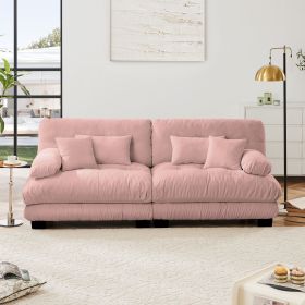 Cloud Couch 2 Seater Sofa for Living Room, Chenille 2 - Seat sofa with 2 Lumbar pillows and 2 throw pillows - Pink