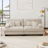 Cloud Couch 2 Seater Sofa for Living Room, Chenille 2 - Seat sofa with 2 Lumbar pillows and 2 throw pillows - Light coffee
