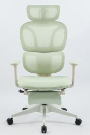 Foam office chair, ergonomic office chair, foam base, adjustable headrest, armrests, foot rests, with hanger- Green