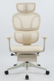Foam office chair, ergonomic office chair, foam base, adjustable headrest, armrests, foot rests, with hanger- Cream