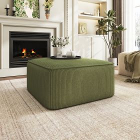ISABELLA Square Ottoman, Olive Green, Corduroy - as Pic